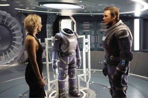 Pratt (right) with Lawrence in “Passengers”