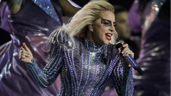 Singer Lady Gaga performs during the halftime show of the NFL Super Bowl 51 football game between the New England Patriots and the Atlanta Falcons, Sunday, Feb. 5, 2017, in Houston. (AP Photo/Darron Cummings)