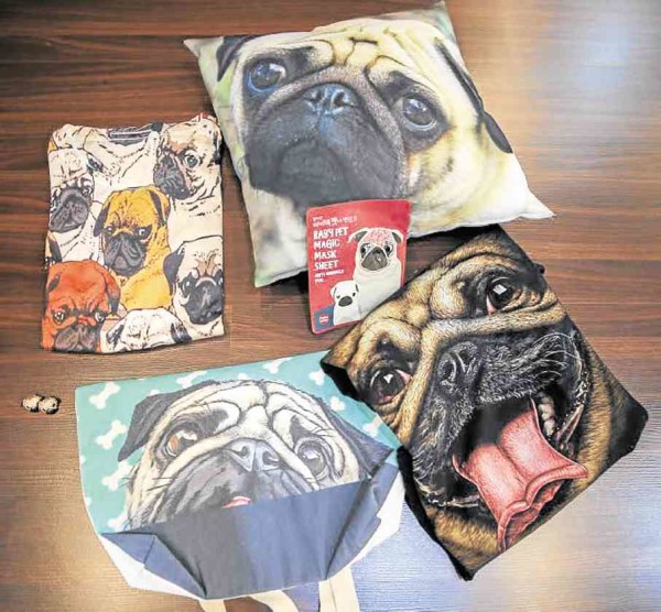 Valeen's collection of items with pugs.