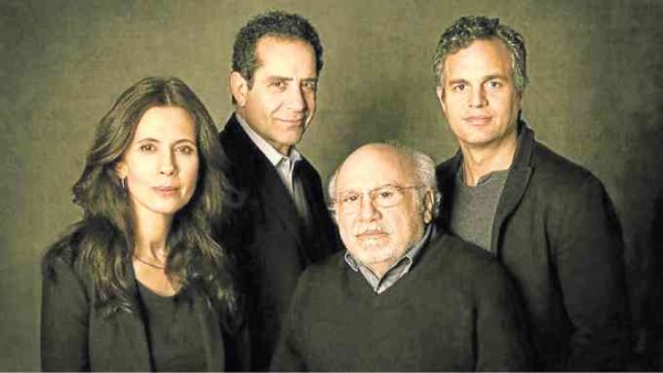From left: Jessica Hecht, Tony Shaloub, Danny DeVito and  Mark Ruffalo