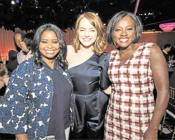 “The Help” costars are nominated for different films this time: Octavia Spencer (“Hidden Figures”), Emma Stone (“La La Land”) and Viola Davis (“Fences”).
