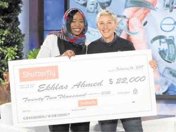Ekhlas Ahmed (left) and Ellen DeGeneres