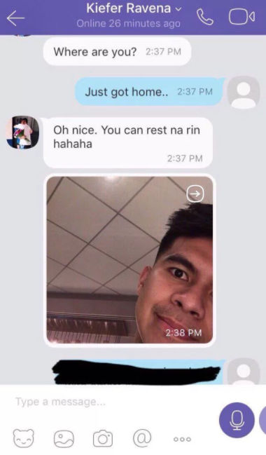 Image: Screen grab from the alleged Viber account and conversation of Kiefer Ravena with an unidentified girl
