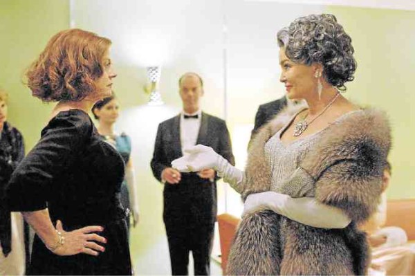 Susan Sarandon (left) as Bette Davis, whom Ryan Murphy got  to meet and interview, and Jessica Lange (Joan Crawford)  in “Feud.” 