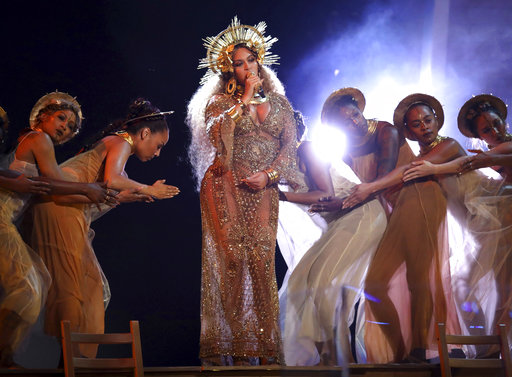 Beyonce performs at the 59th annual Grammy Awards in Los Angeles. (AP File Photo)