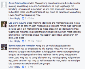 Image: Netizens' comments on Sharon Cuneta's Facebook pst