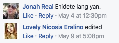 Image: Screen shot of netizens' comments on the alleged photo of Senator Francis "Kiko" Pangilinan and Senator  Risa Hontiveros