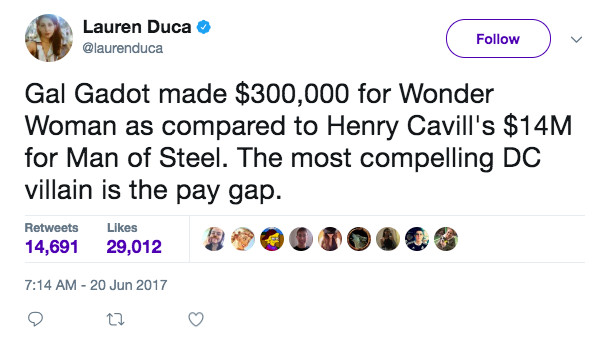 Teen Vogue columnist deleted the tweet following news that sources on Henry Cavill's salary as Superman was not reputable.
