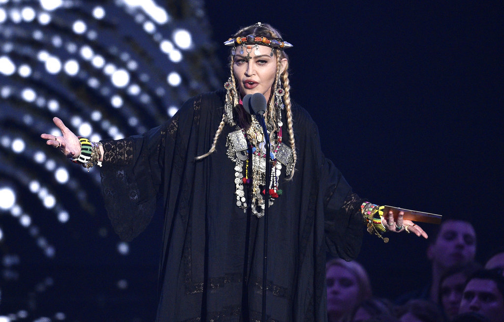 Madonna presents a tribute to Aretha Franklin at the MTV Video Music Awards at Radio City Music Hall on Monday, Aug. 20, 2018, in New York. (Photo by Chris Pizzello/Invision/AP)