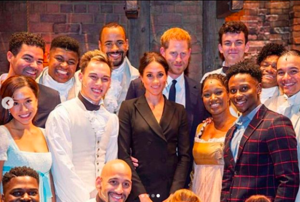 Rachelle Ann Go with the cast of “Hamilton” together with the Duke and Duchess of Sussex, Prince Harry and Meghan Markle. Image:Instagram/@gorachelleann