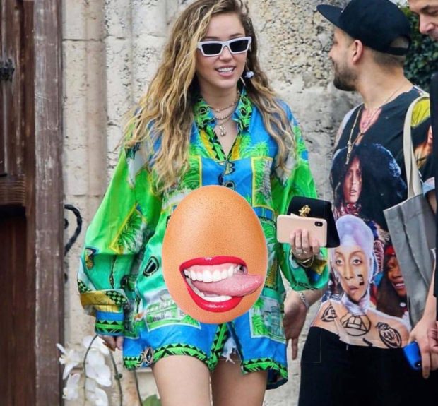 Miley Cyrus Denies Pregnancy Rumors With Viral Egg Meme 0257