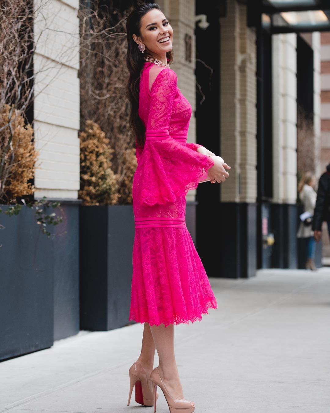 LOOK: Catriona Gray pretty in pink on first day of NY Fashion Week