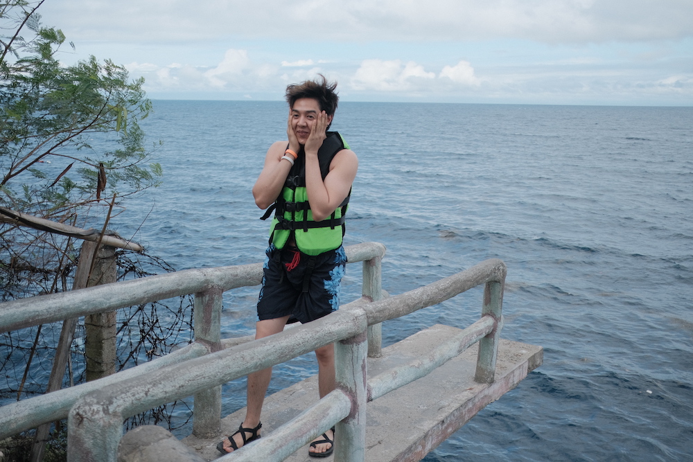 Alexander Lee minutes before his skinny dipping challenge in the Philippines