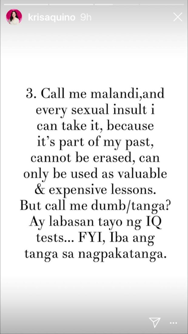 Kris Aquino irked by netizen who called her ‘tanga’: ‘Labasan tayo ng IQ results’