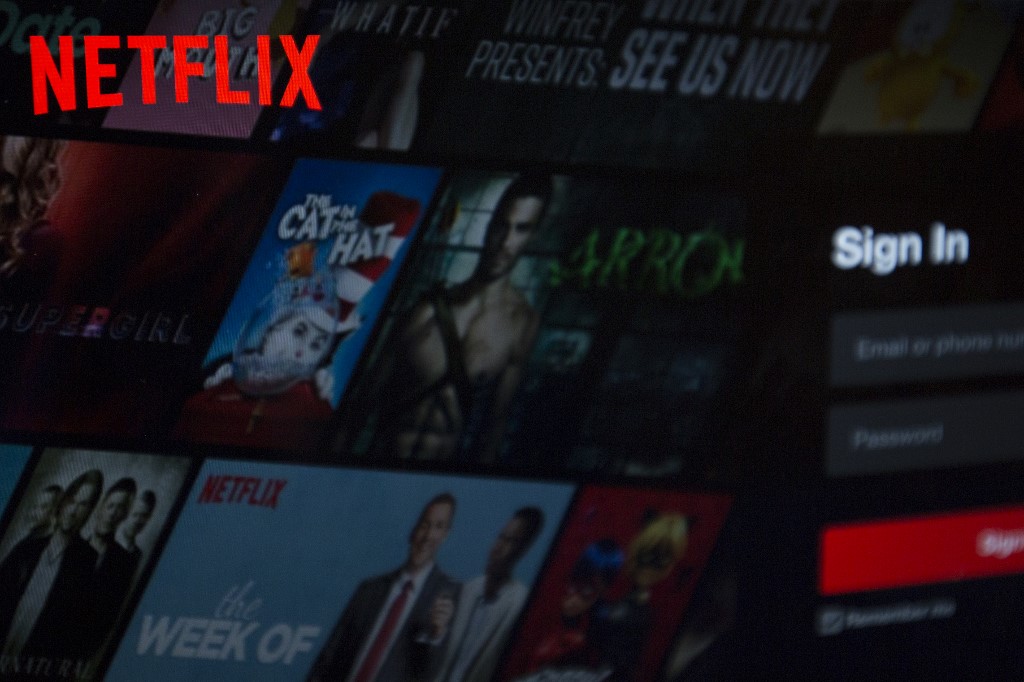 The Netflix logo is seen on a computer in this photo illustration in Washington, DC, on July 10, 2019. (Photo by Alastair Pike / AFP)