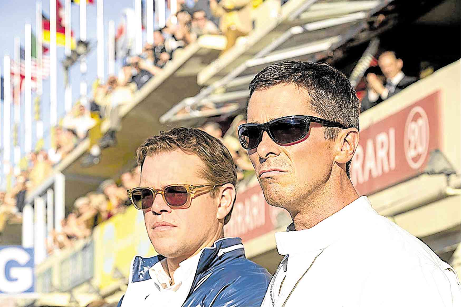Matt Damon (left) and Christian Bale in “Ford v Ferrari”