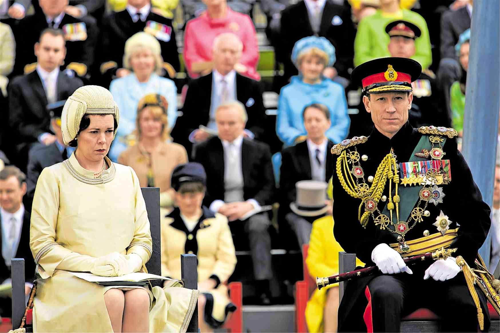 Olivia Colman (left) and Menzies in “The Crown”
