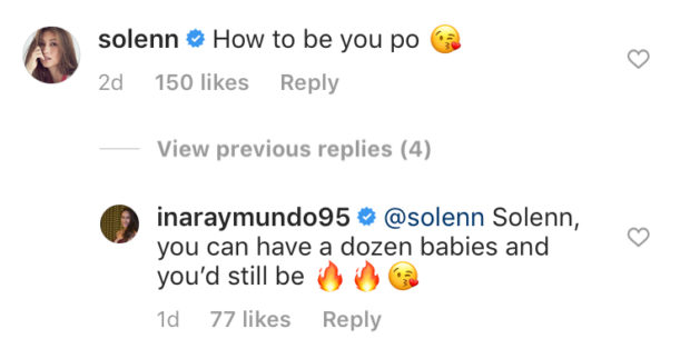 Solenn Heussaff's comment on Ina Raymundo's post.