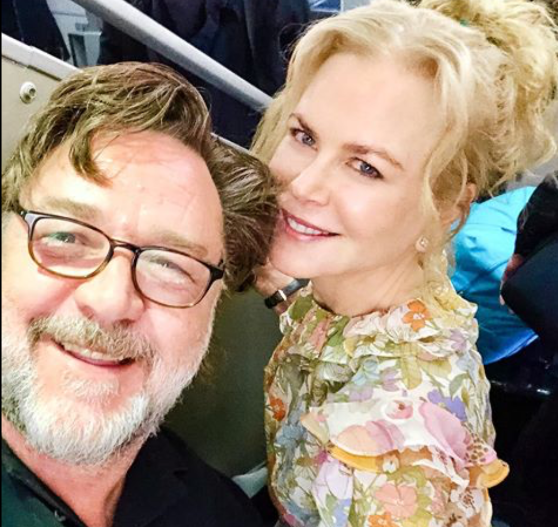 Nicole Kidman was thrilled to be on the same flight as fellow Australian Russell Crowe.