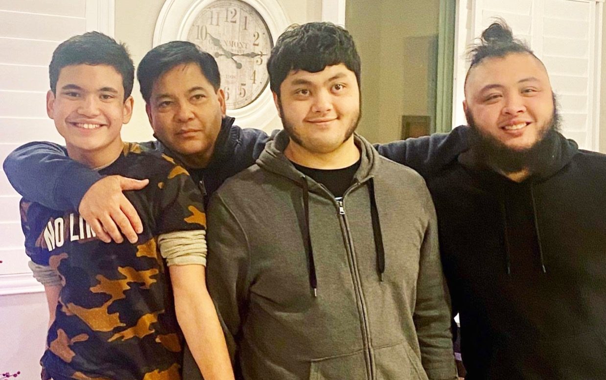 Martin Nievera (second from left) with his sons