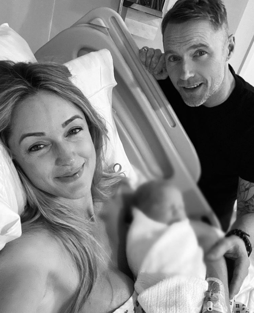 Ronan Keating (right) with wife Stormand newborn baby Coco