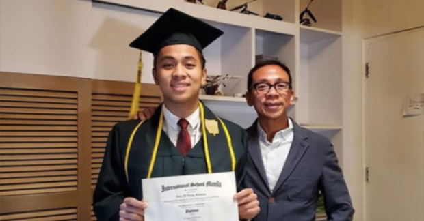 Kim Atienza and son during graduation