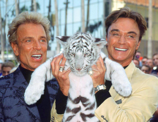 Siegfried and Roy 1" Button Pin Set Tiger King Las Vegas Entertainer Magician 