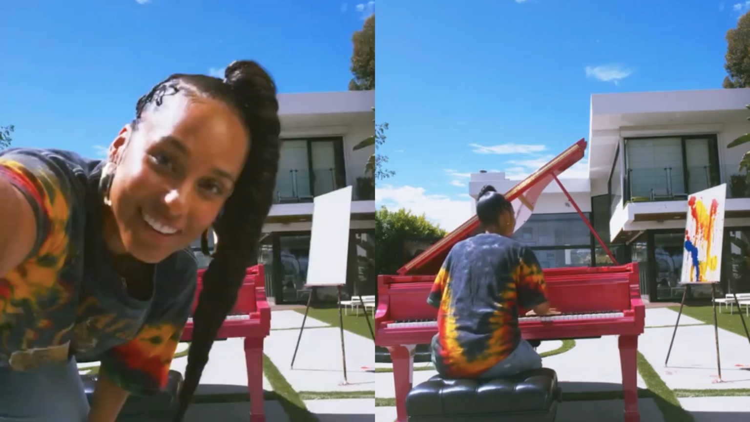 WATCH Alicia Keys uses piano to create colorful, abstract painting(02)