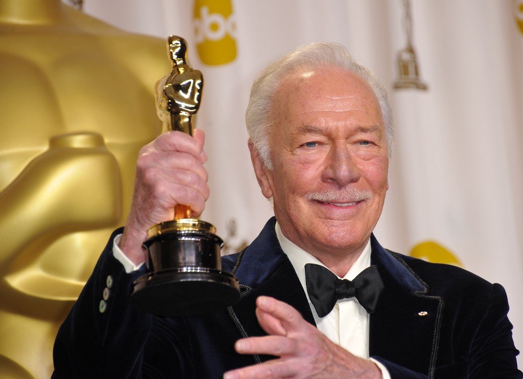 (FILES) In this file photo taken on February 26, 2012 Christopher Plummer holds his Oscar for best actor in a supporting role for 'Beginners' in the press room at the 84th Annual Academy Awards in Hollywood, California. - Veteran Canadian actor Christopher Plummer, whose decades-long career featured a star turn in "The Sound of Music" and an Oscar win late in life, has died, US media said Friday, citing his manager. He was 91. (Photo by Joe KLAMAR / AFP)