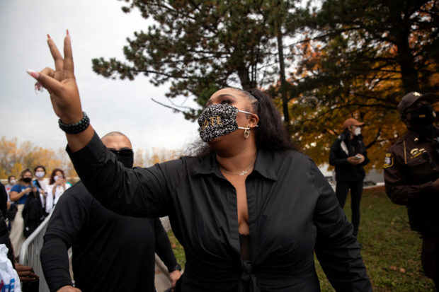 Lizzo takes part in a voting drive on behalf of U.S. Democratic presidential candidate Joe Biden in Detroit