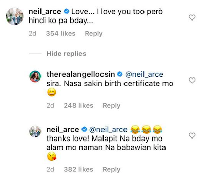 Angel Locsin and Neil Arce's comments