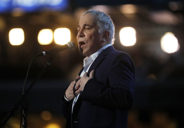 Paul Simon performs during the Democratic National Convention in Philadelphia