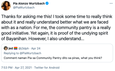 Pia Wurtzbach tweet