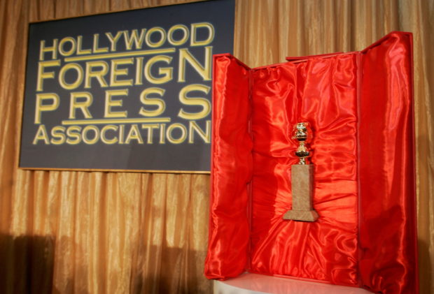 The Hollywood Foreign Press Association's Golden Globe statuette is seen with its red velvet-lined, leather-bound chest during a news conference in Beverly Hills, California January 6, 2009