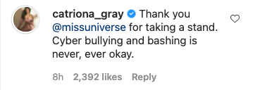 Catriona Gray comment