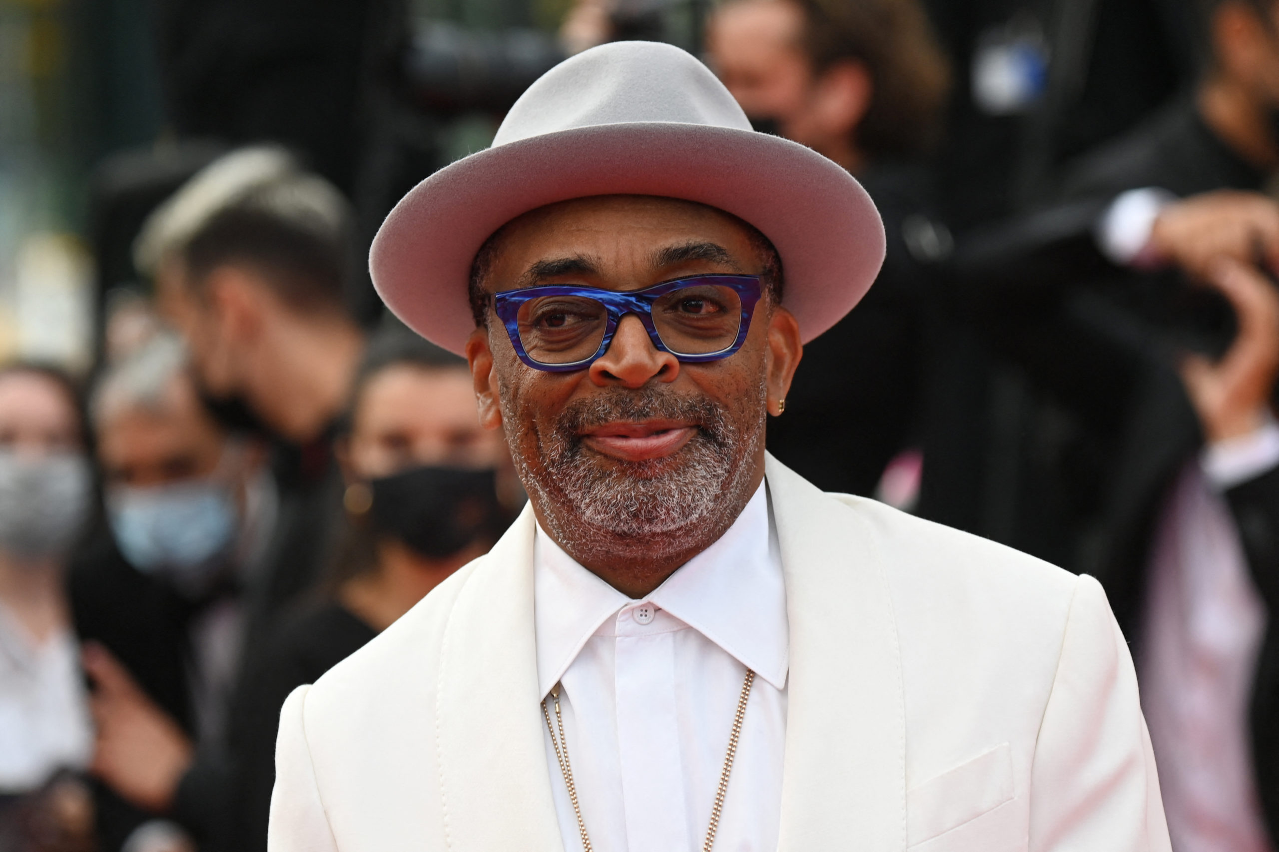 US director and Jury President of the 74th Cannes Film Festival Spike Lee poses as he arrives for the screening of the film "The French Dispatch" at the 74th edition of the Cannes Film Festival in Cannes, southern France, on July 12, 2021. 