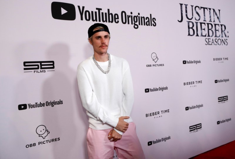 Singer Justin Bieber poses at the premiere for the documentary television series "Justin Bieber: Seasons" in Los Angeles, California, U.S.
