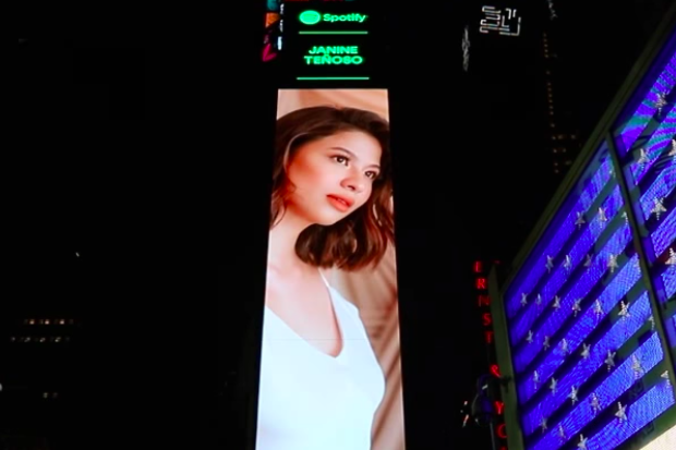 Janine Teñoso in Times Square