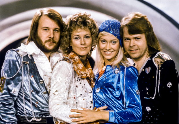 Swedish pop group Abba: Benny Andersson, Anni-Frid Lyngstad, Agnetha Faltskog and Bjorn Ulvaeus pose after winning the Swedish branch of the Eurovision Song Contest with their song "Waterloo", February 9, 1974. Picture taken February 9, 1974. Olle Lindeborg/TT News Agency/via REUTERS/File Photo