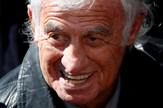 Actor Jean-Paul Belmondo attends a national tribute for late singer Charles Aznavour during a ceremony at the Hotel des Invalides in Paris