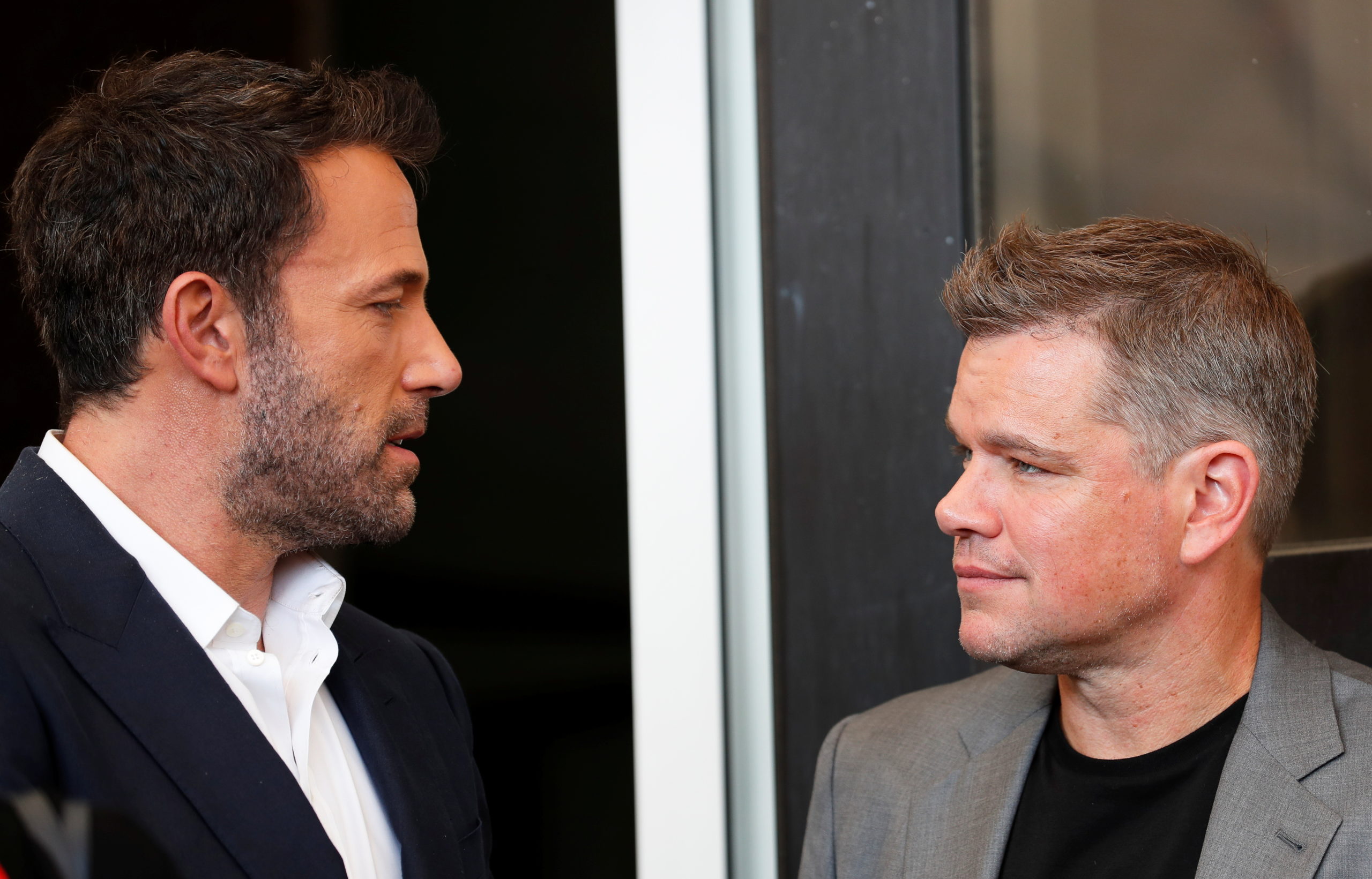 The 78th Venice Film Festival - Photo call for the film "The Last Duel" - out of competition - Venice, Italy, September 10, 2021 - Actors Ben Affleck and Matt Damon pose. 