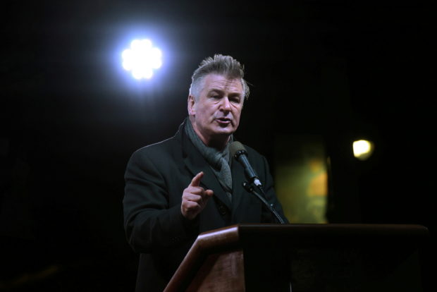 FILE PHOTO: Actor Alec Baldwin speaks at a protest against U.S. President-elect Donald Trump outside the Trump International Hotel in New York City, U.S. January 19, 2017. REUTERS/Stephanie Keith