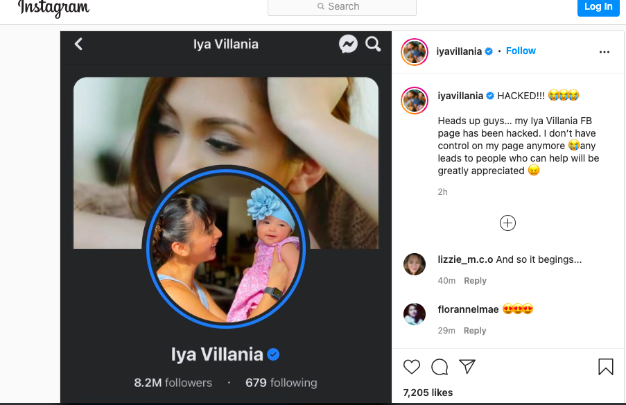 Iya Villania says her Facebook page has been hacked