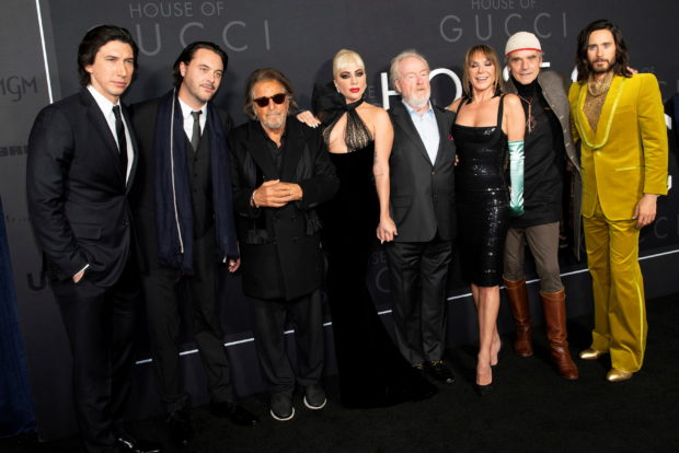 House of Gucci cast Adam Driver, Jack Huston, Al Pacino, Lady Gaga, Ridley Scott, Giannina Facio, Jeremy Irons and Jared Leto
