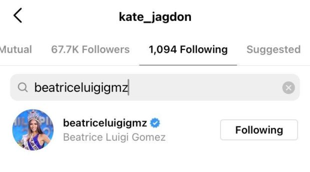 Bea Gomez IG following