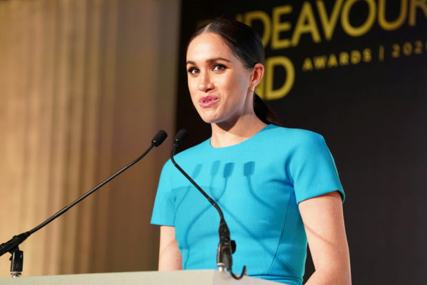 FILE PHOTO: Britain's Meghan, Duchess of Sussex, speaks during the annual Endeavour Fund Awards at Mansion House in London, Britain March 5, 2020. Paul Edwards/Pool via REUTERS