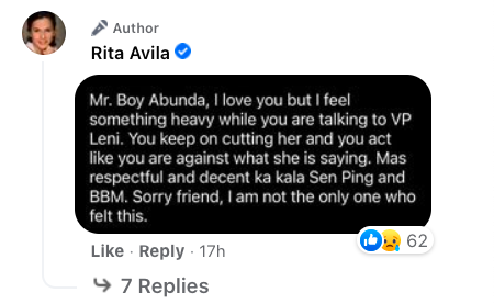 Rita Avila comment