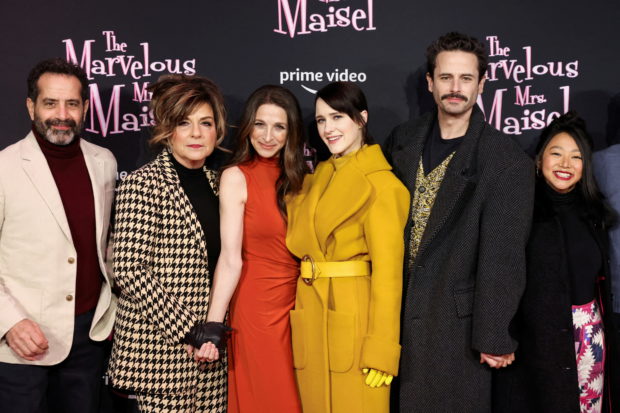 Marvelous Mrs. Maisel 1960s themed skating event with cast and crew