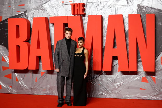 Cast members Robert Pattinson and Zoe Kravitz arrive at the London launch of 'The Batman', in London, Britain, February 23, 2022. REUTERS/Tom Nicholson