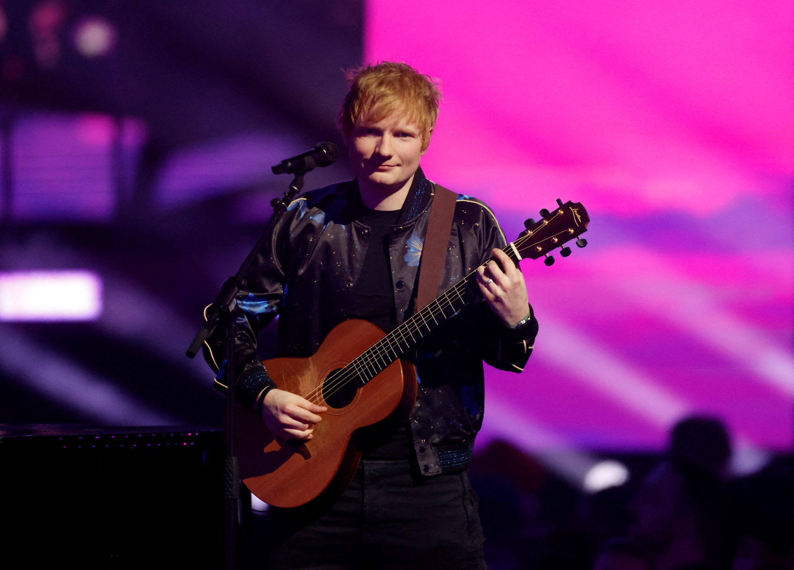 Ed Sheeran performs at the Brit Awards at the O2 Arena in London, Britain, February 8, 2022 REUTERS/Peter Cziborra